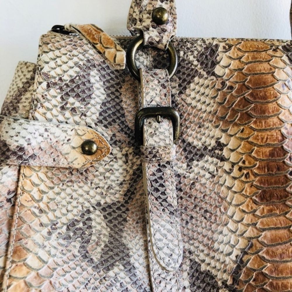 Forth And Towne 100% Leather Python Embossed Bag - image 2